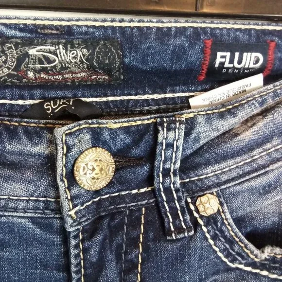 Silver Jeans Suki Mid Straight Denim Blue Jeans W25/L30 - Picture 3 of 8